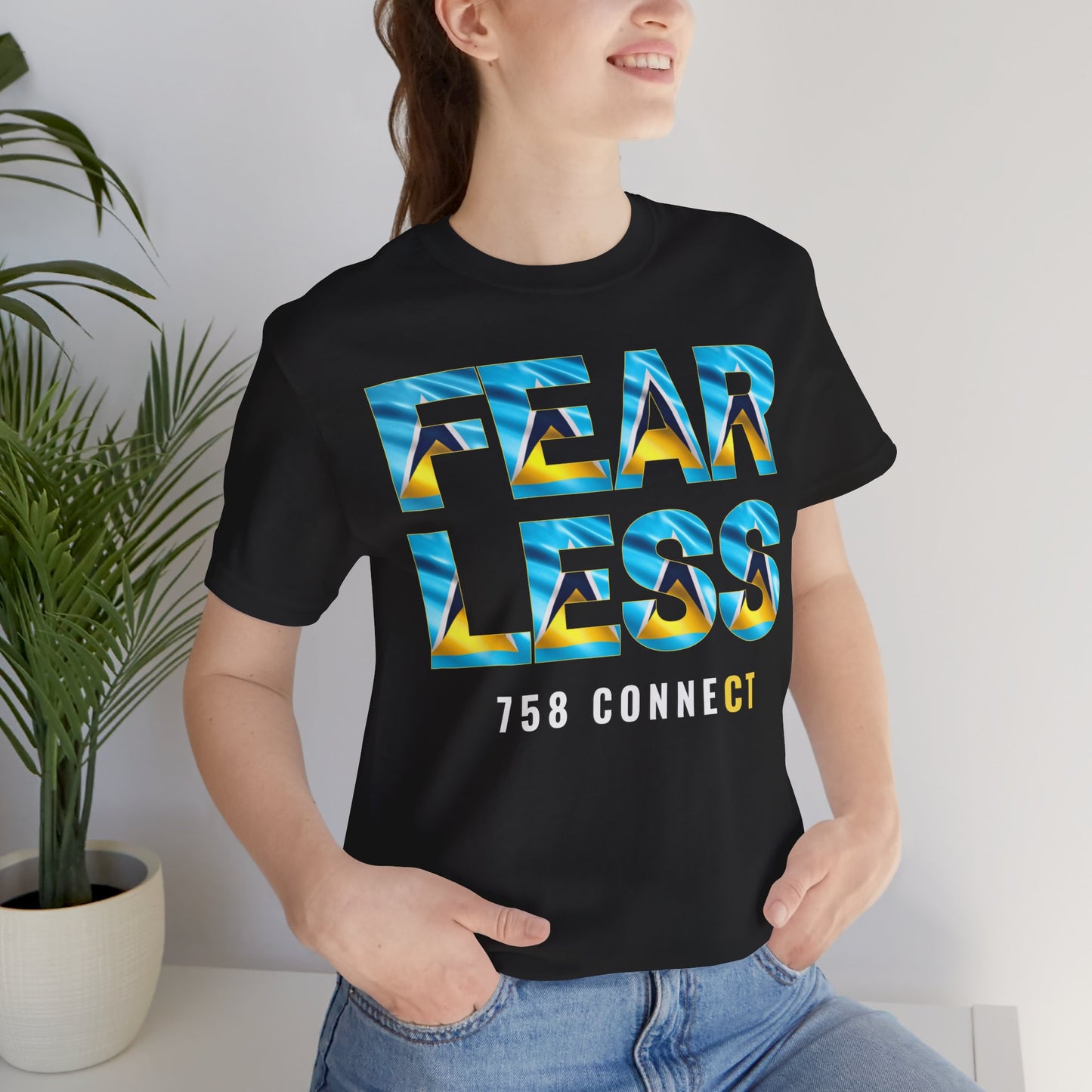 Fearless 758 Connect T-Shirt – Caribbean Pride Streetwear, St Lucia Flag Graphic Tee