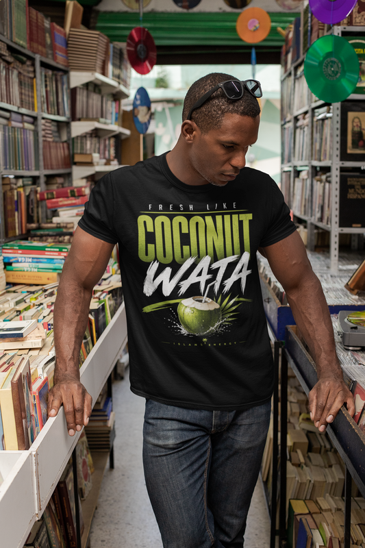 Fresh Like Coconut Wata T-Shirt | Caribbean Coconut Graphic Tee | Island Vibes Shirt | Tropical Summer Unisex Tee