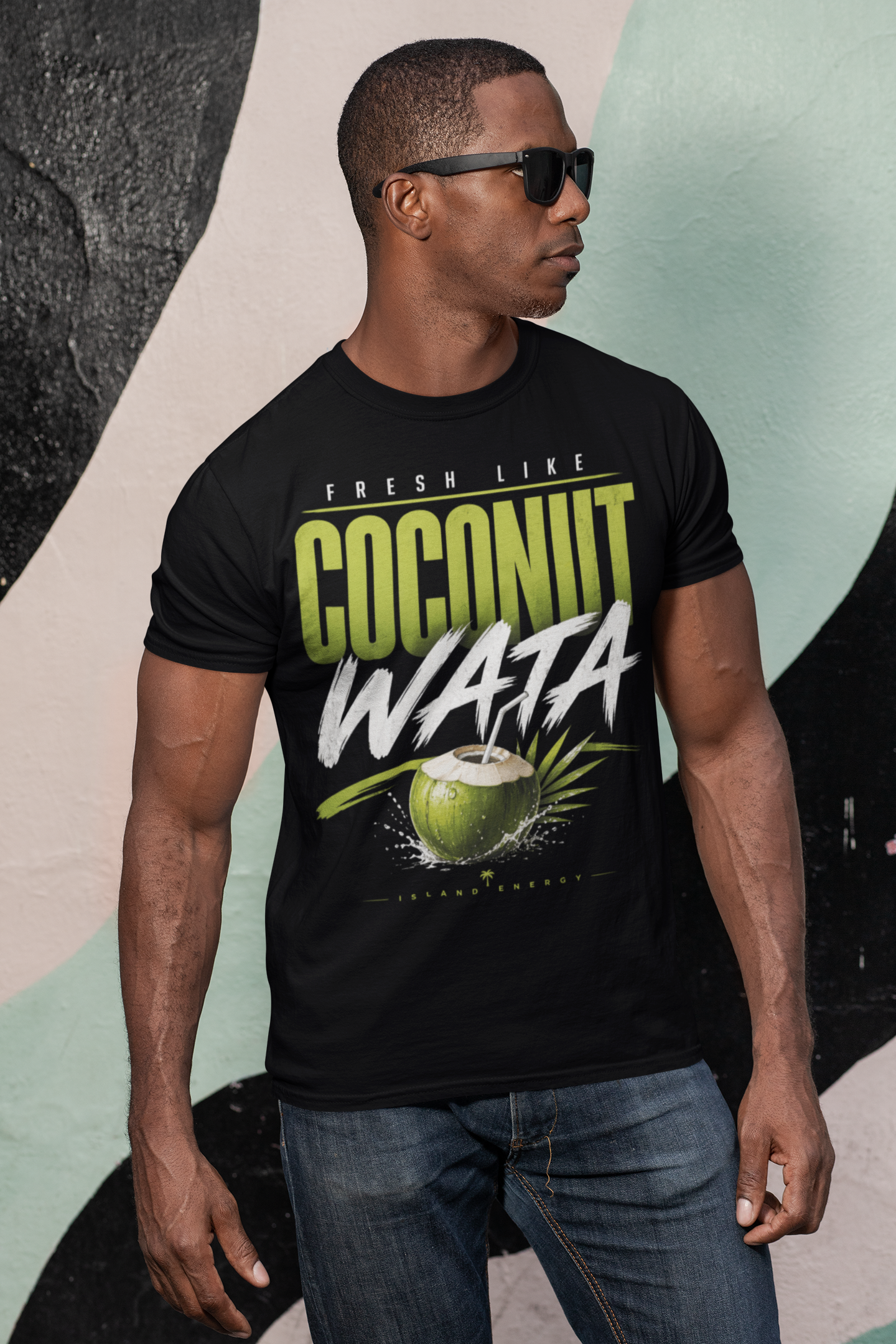 Fresh Like Coconut Wata T-Shirt | Caribbean Coconut Graphic Tee | Island Vibes Shirt | Tropical Summer Unisex Tee