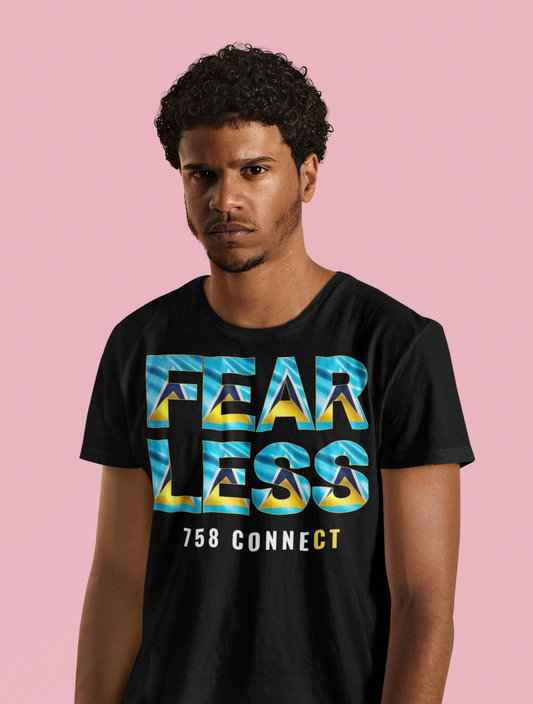 Fearless 758 Connect T-Shirt – Caribbean Pride Streetwear, St Lucia Flag Graphic Tee