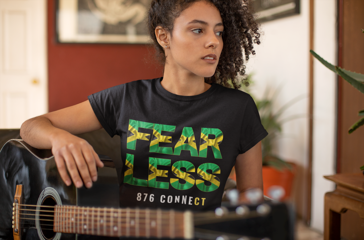Fearless 876 Connect T-Shirt – Caribbean Pride Streetwear, Jamaica Flag Graphic Tee