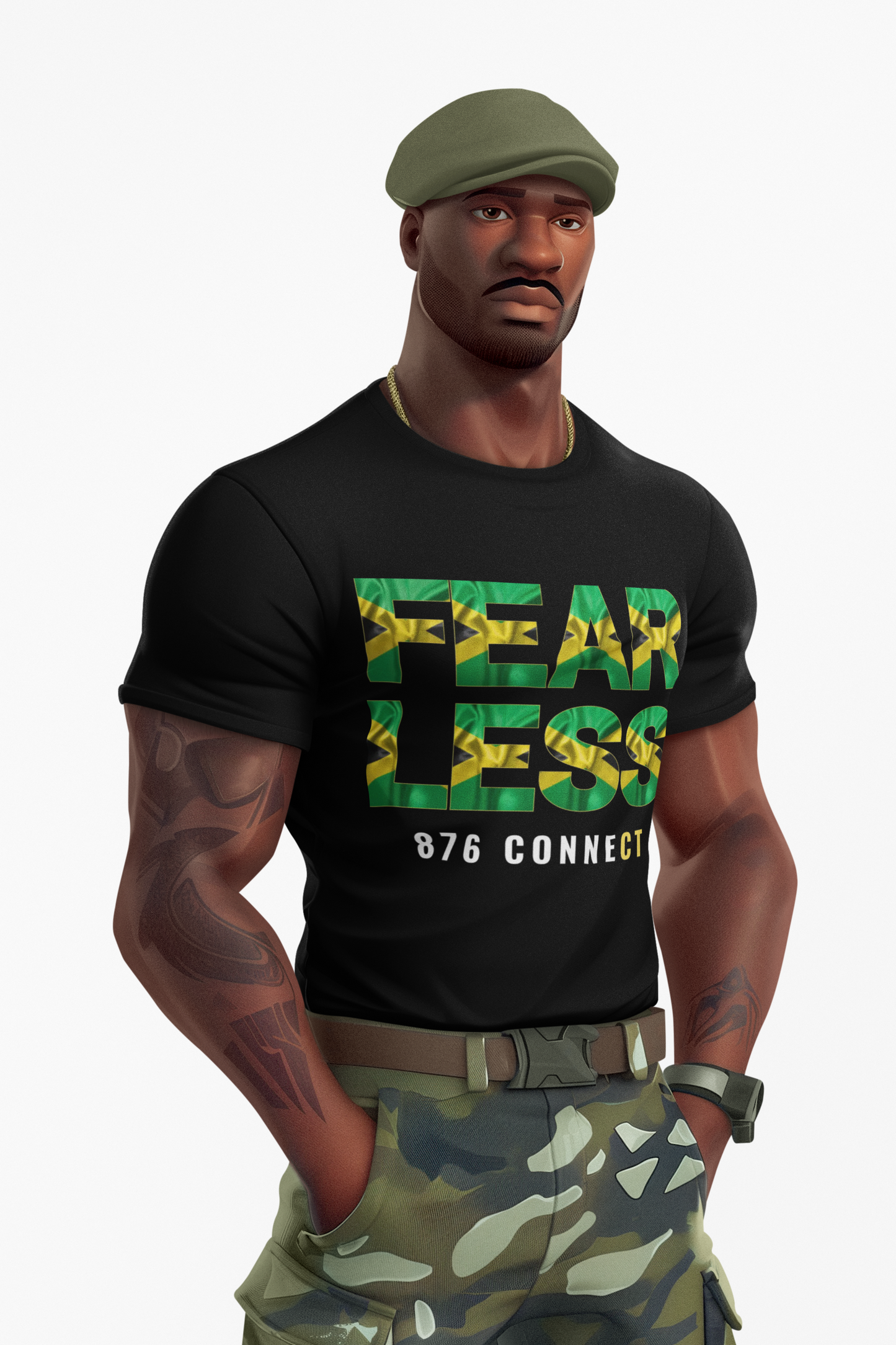 Fearless 876 Connect T-Shirt – Caribbean Pride Streetwear, Jamaica Flag Graphic Tee